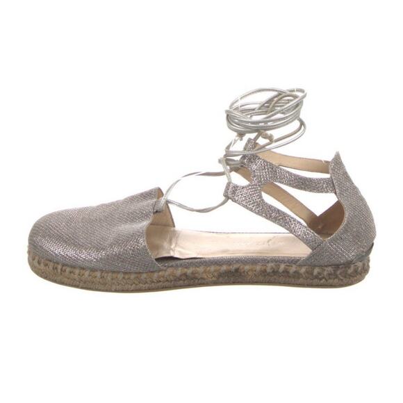 Stuart Weitzman Metallic Sparkle Walk My Way Lace Up Espadrille Sandals Size 9.5 - Picture 6 of 6